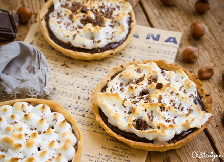 Tartelettes au chocolat meringuées