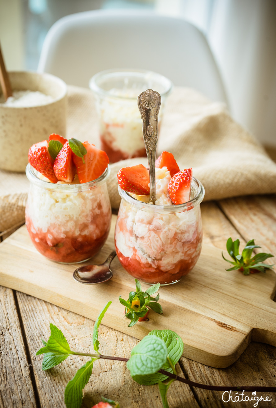 Riz au lait aux fraises