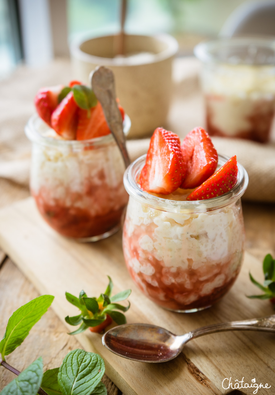 Riz au lait aux fraises