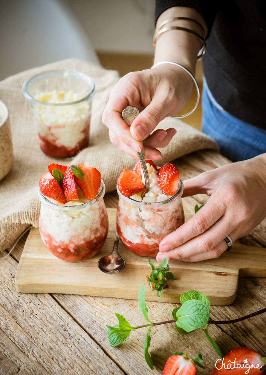 Riz au lait aux fraises