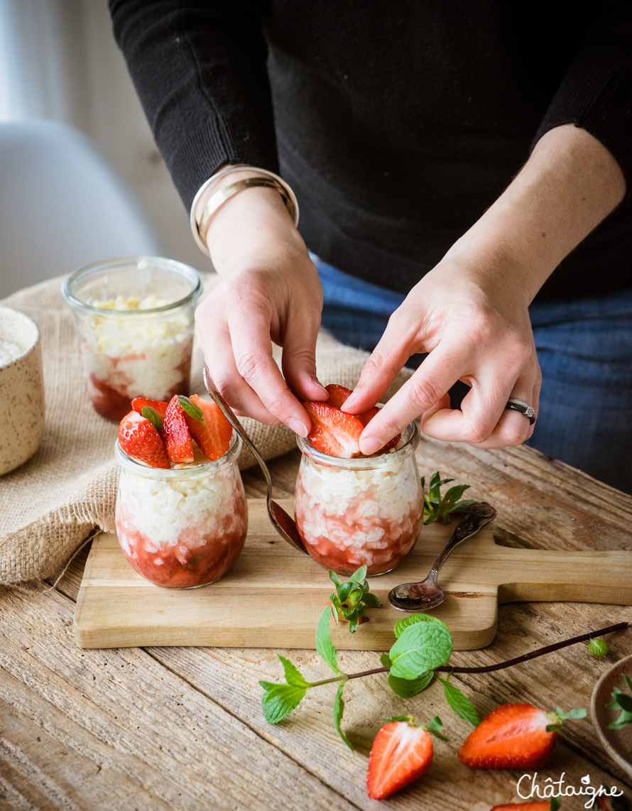 Riz au lait aux fraises