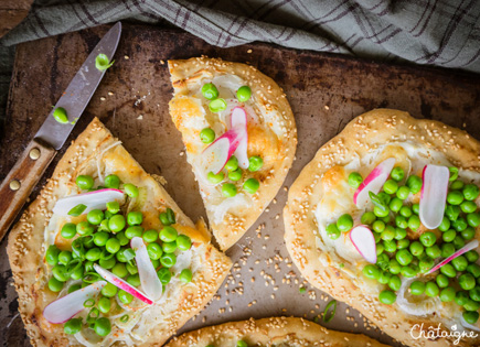 Pizzas aux petits pois et scamorza