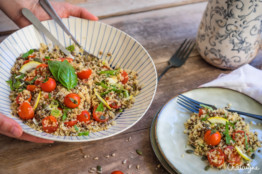Salade de quinoa et lentilles vertes