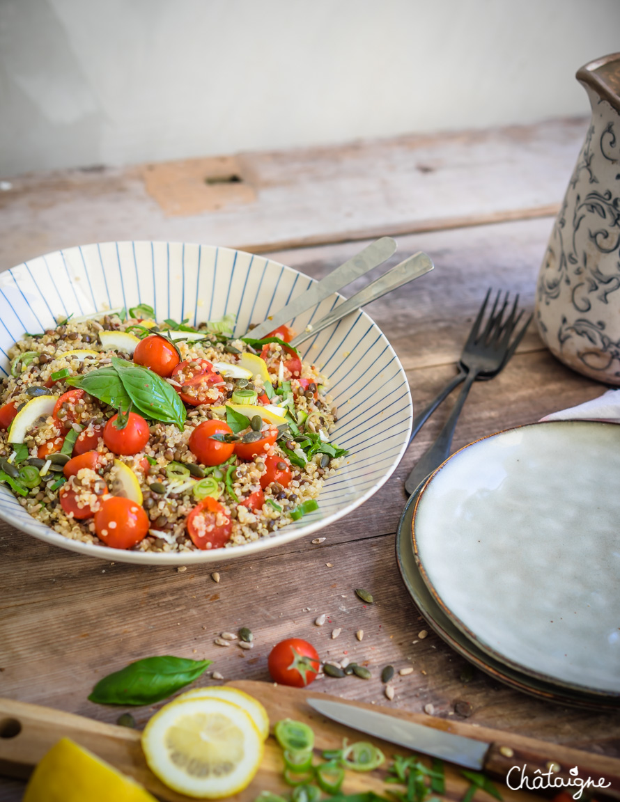 Salade de quinoa et lentilles vertes