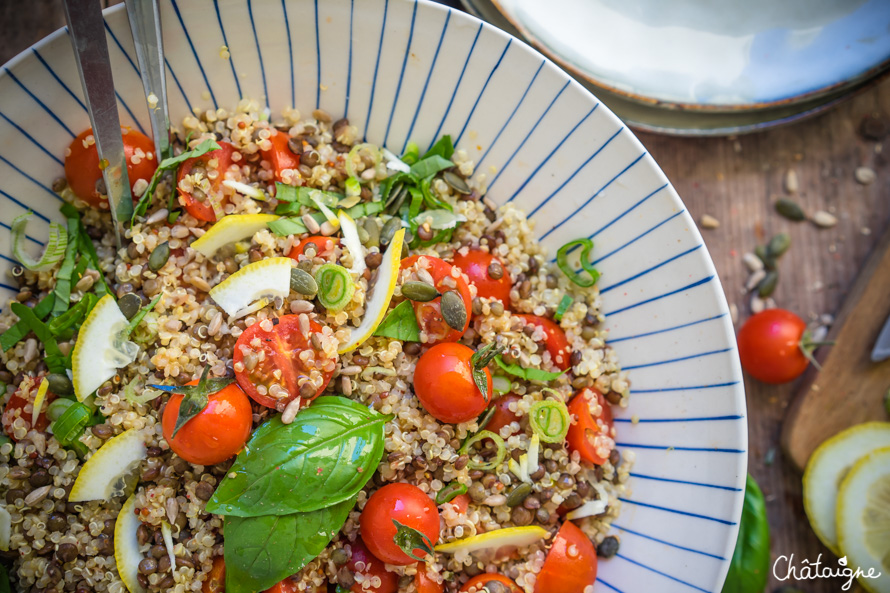 Salade de quinoa et lentilles vertes