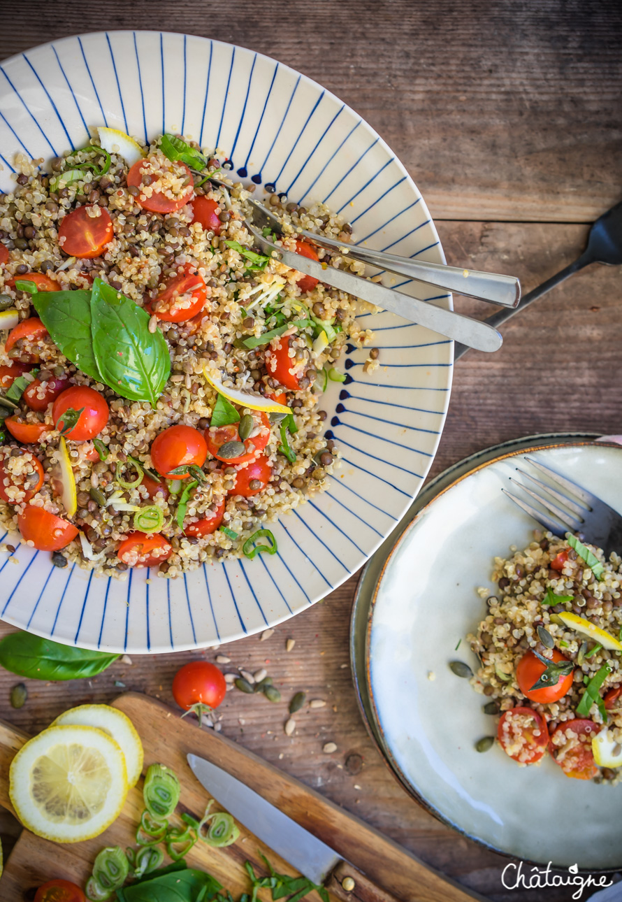 Salade de quinoa et lentilles vertes