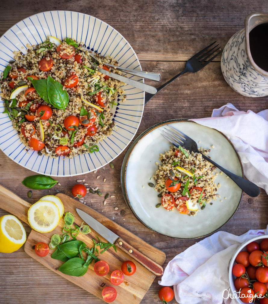 Salade de quinoa et lentilles vertes