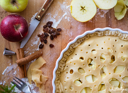 Apple pie [tourte aux pommes et raisins secs]