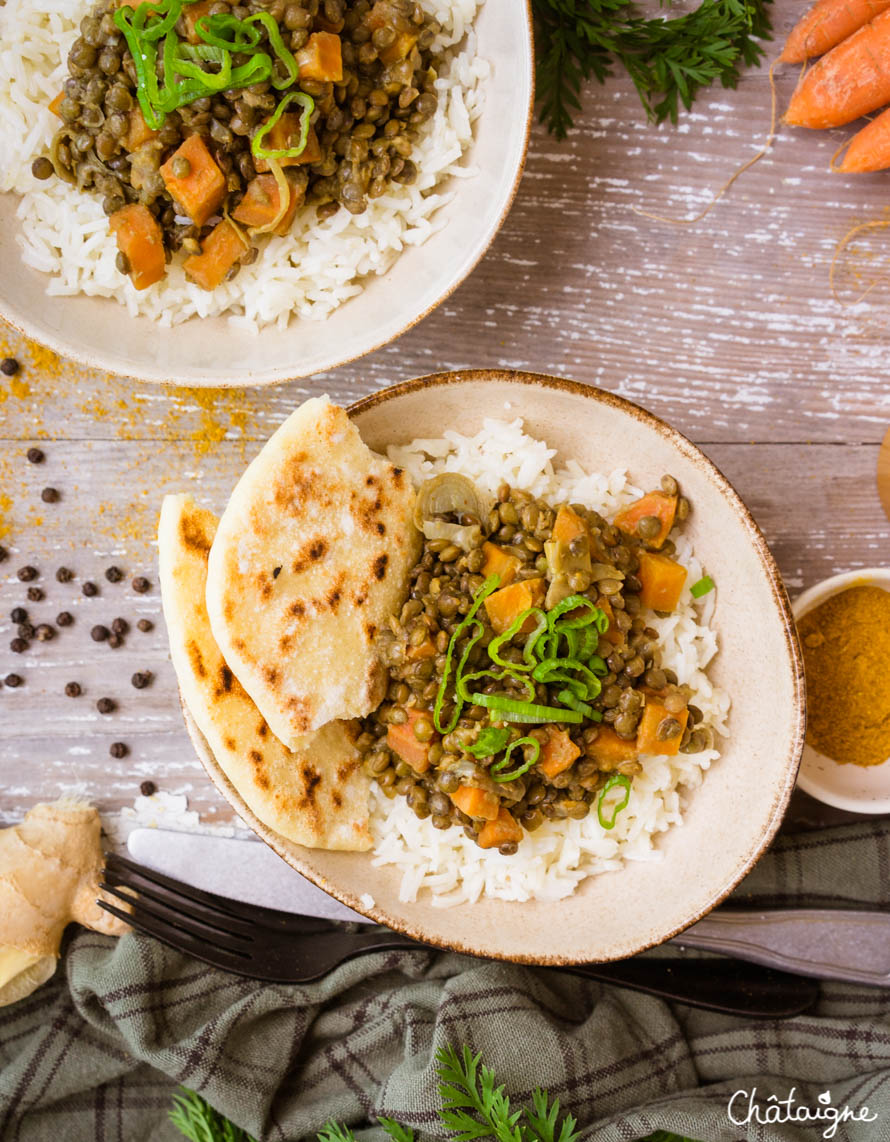 Curry de lentilles vertes