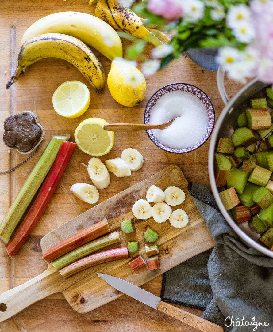 confiture banane-rhubarbe