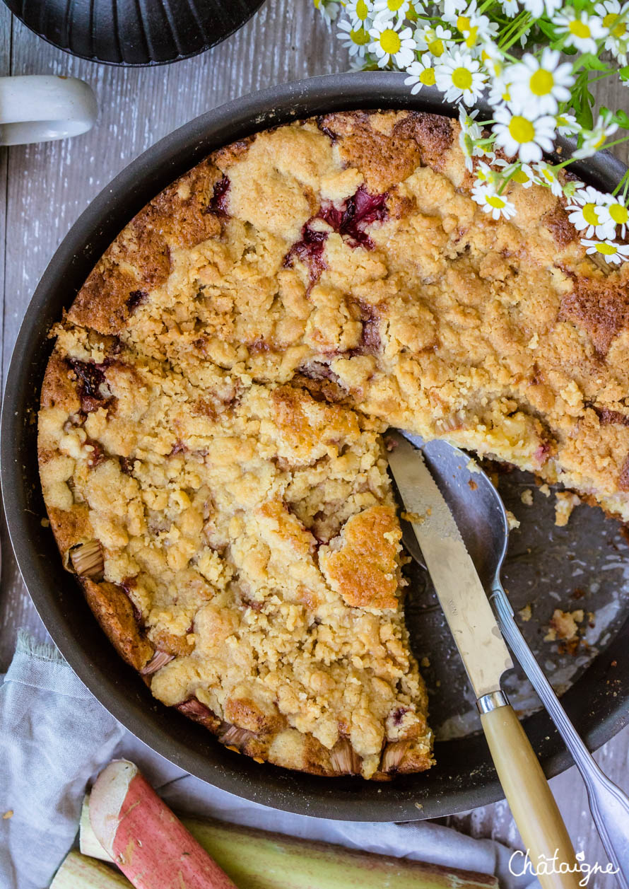 Gâteau fraises-rhubarbe