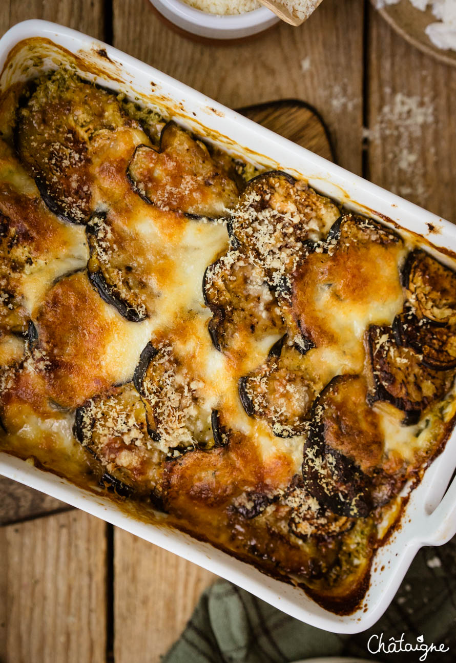 Gratin d'aubergines au pesto