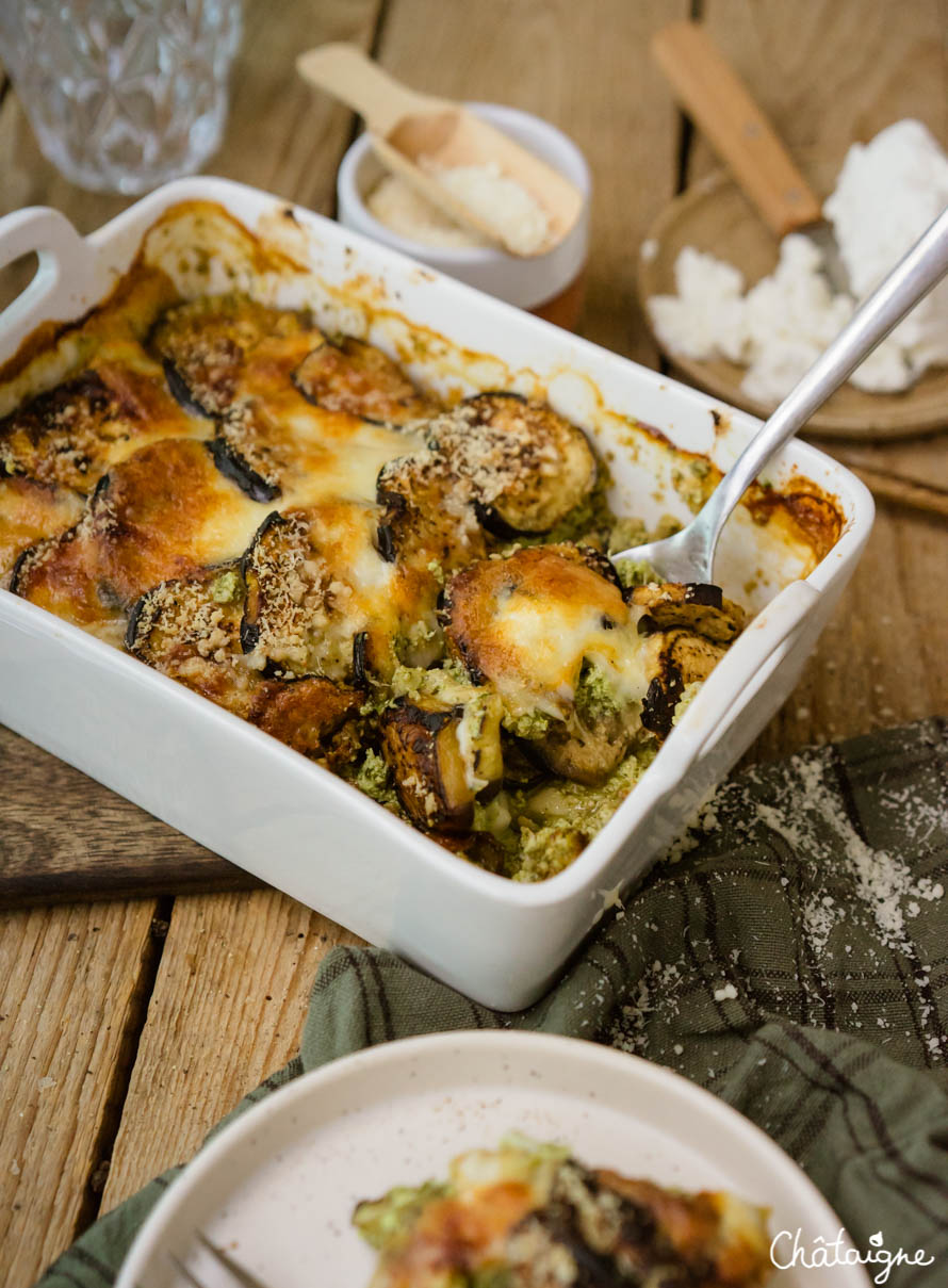 Gratin d'aubergines au pesto