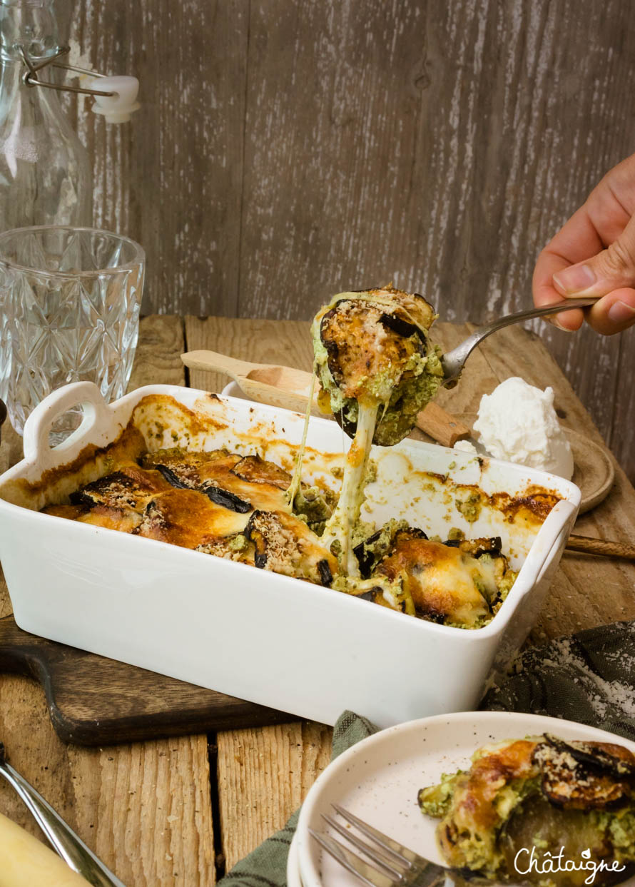 Gratin d'aubergines au pesto