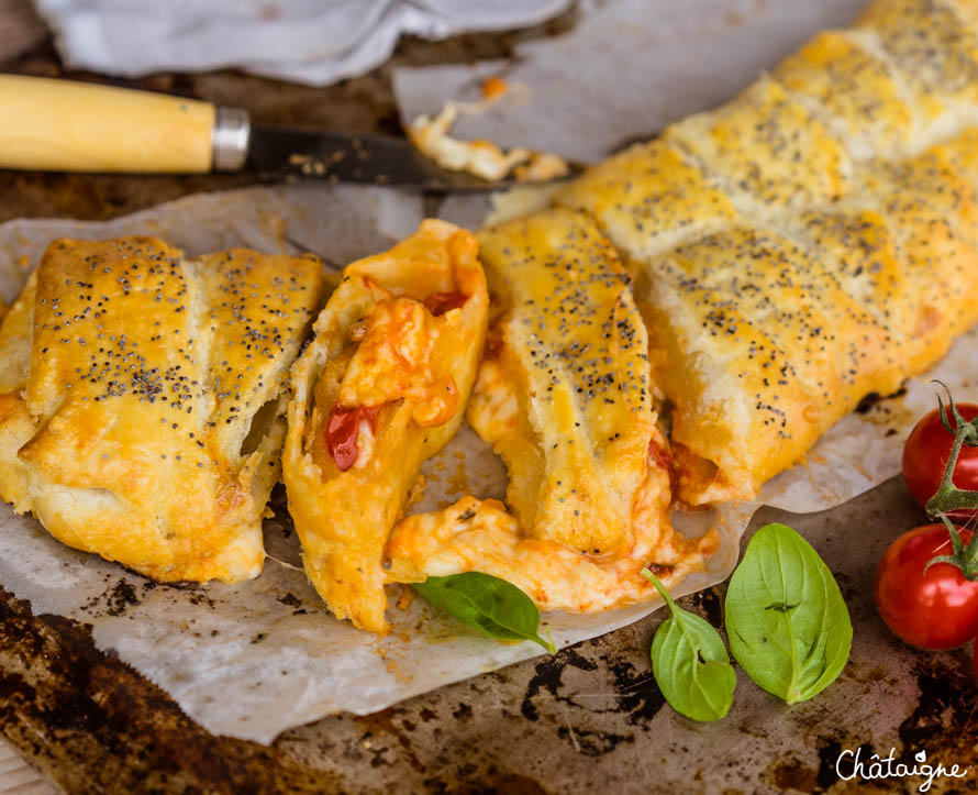 tresse feuilletée tomates-mozzarella