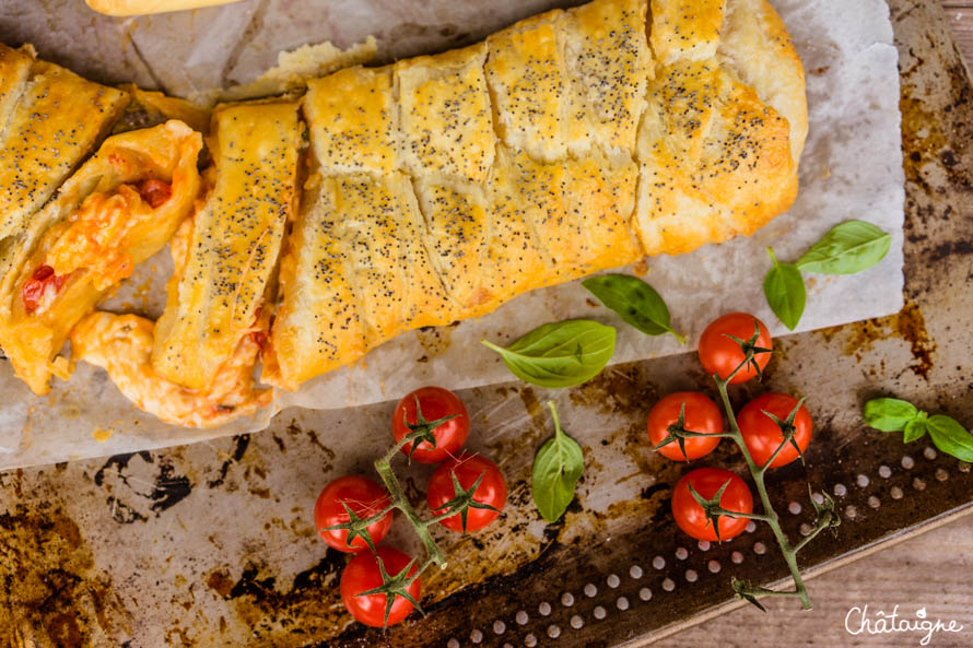 tresse feuilletée tomates-mozzarella