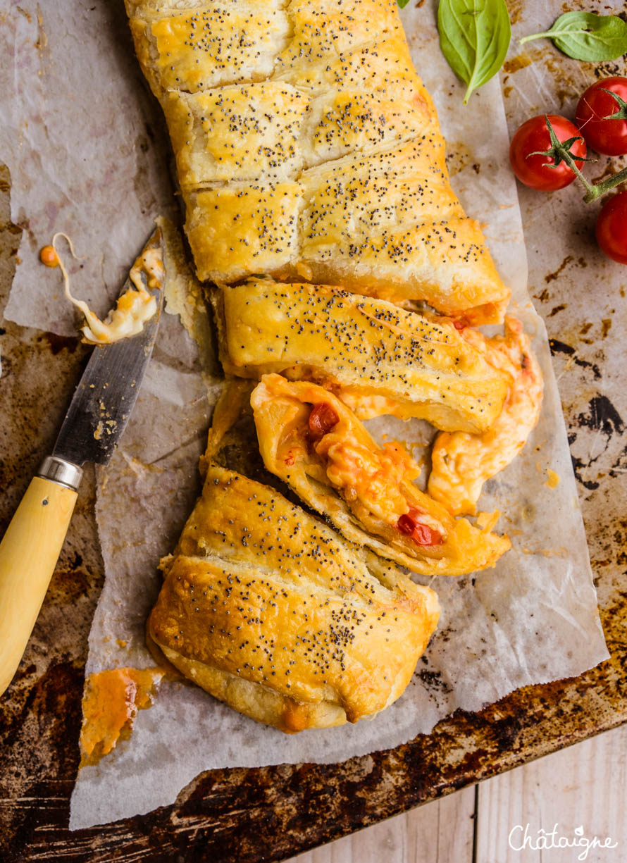 tresse feuilletée tomates-mozzarella