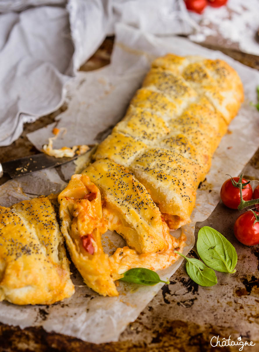 tresse feuilletée tomates-mozzarella