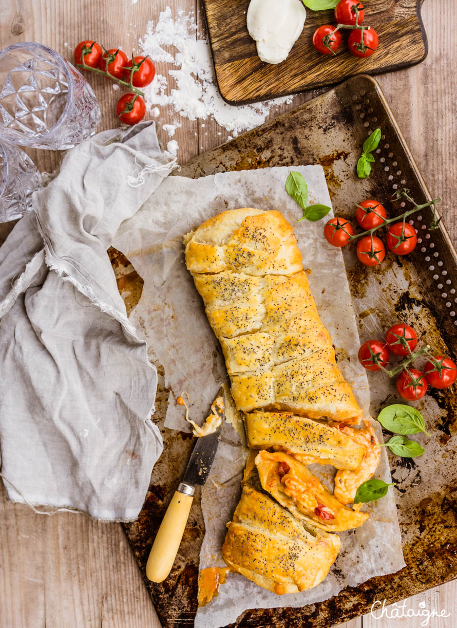 tresse feuilletée tomates-mozzarella