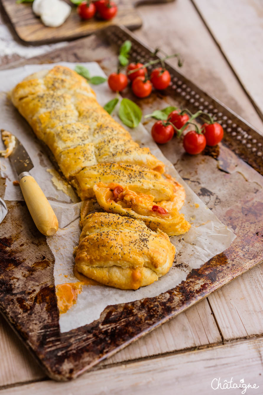 tresse feuilletée tomates-mozzarella