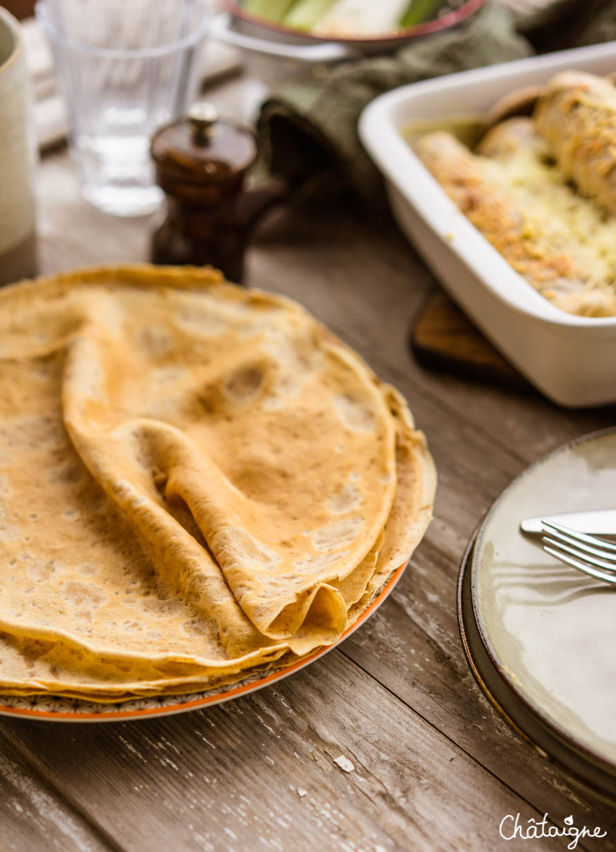 Crêpes à la fondue de poireaux