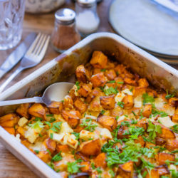 Gratin de courge butternut, feta & mozzarella