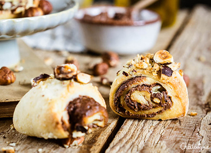 Petites brioches roulées choco-noisettes [sans œuf, sans beurre]