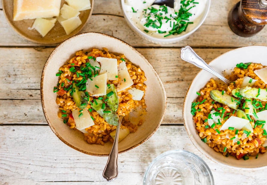 Risotto de petit épeautre aux asperges