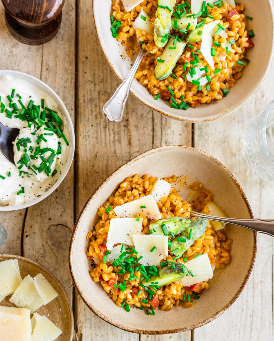 Risotto de petit épeautre aux asperges