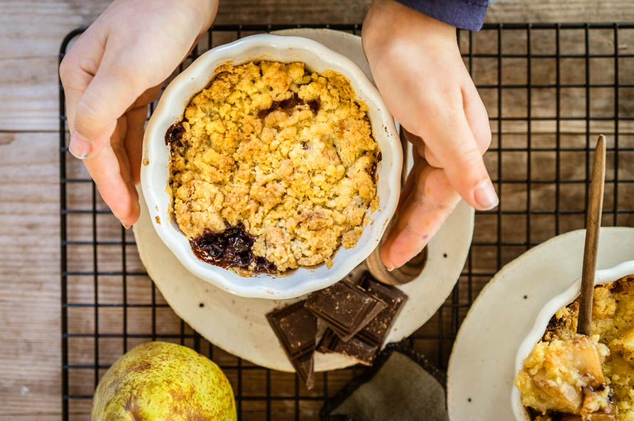 crumble poires-chocolat