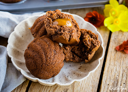 Madeleines au chocolat cœur caramel