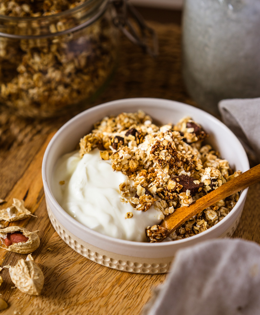 granola cacahuètes et chocolat