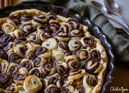 Tarte aux pommes et aux poires, façon cinnamon rolls